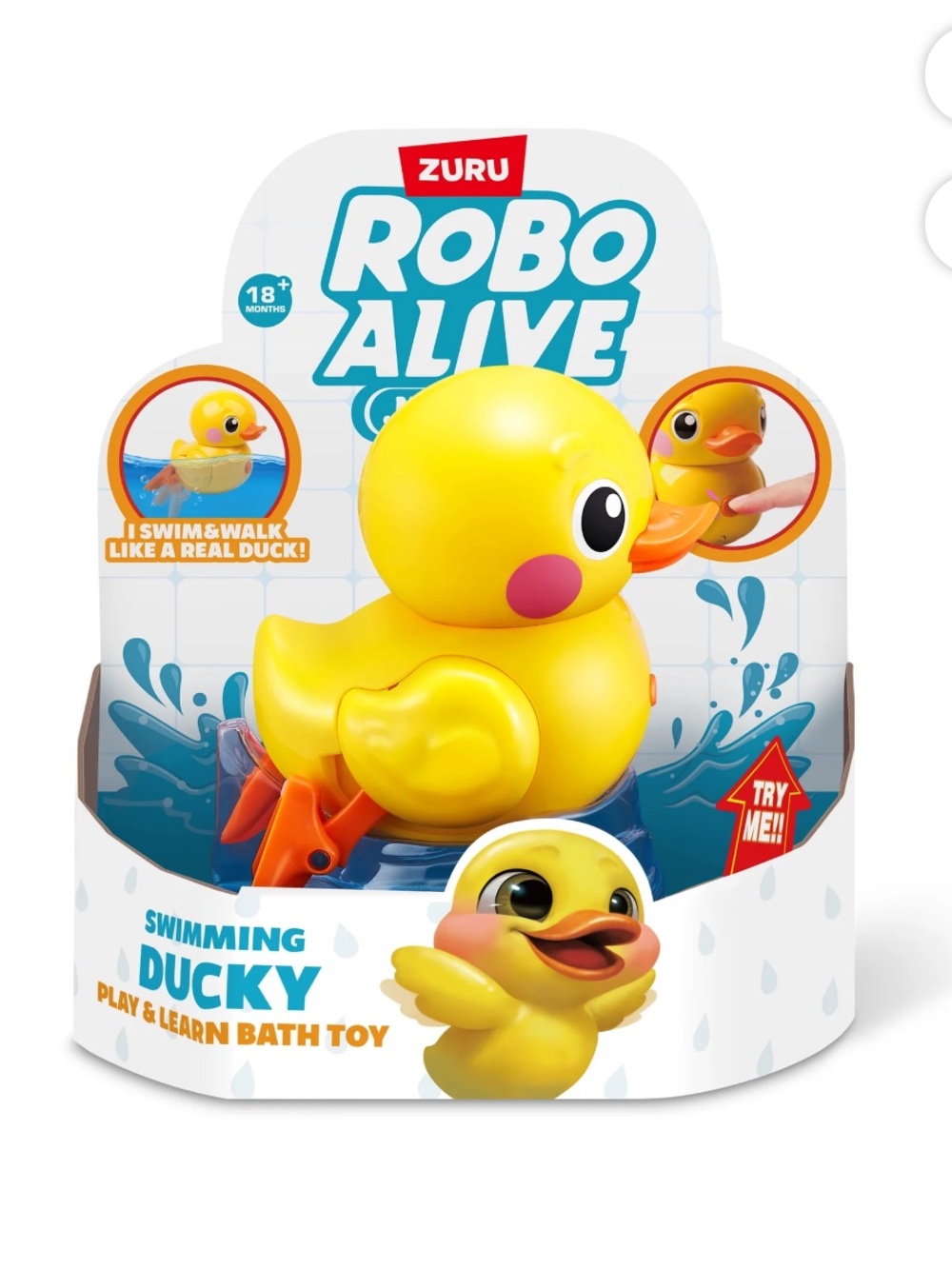 Zuru Robo Alive Junior Swimming Duck Toy Waddle Swim Land Water NEW 18m+
